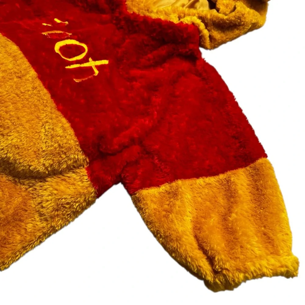 Disney Store‎ Winnie the Pooh Costume Kids XXS Yellow Red Plush Hooded Romper